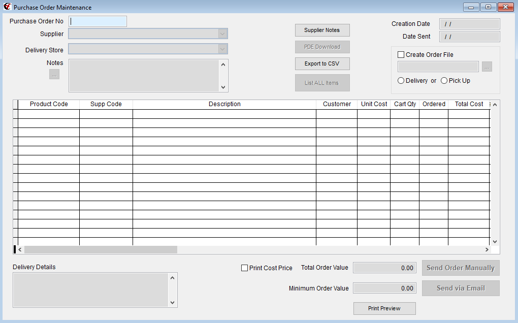 Purchase Order Maintenance